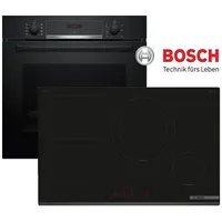 Bosch Induktion Herdset Autark Backofen Schwarz 3D  Kochfeld Induktion 80cm