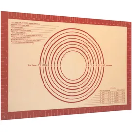 Intirilife Silikon Backmatte in Rot-Braun mit 40 x 60 cm Größe - Backmatte Kochutensil Backunterlage Teigrollmatte