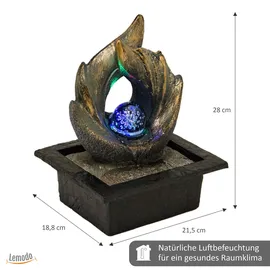Lemodo Zimmerbrunnen Elements mit LED-Beleuchtung, Feng Shui Dekobrunnen für Wohnung und Büro
