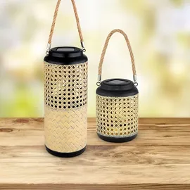 bmf-versand Solarlampe Garten 2er Set Laterne 30cm Solarleuchten Außen Außenleuchte Solar - Schwarz/Braun