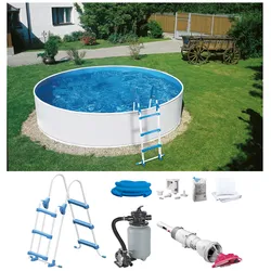 Rundpool MY POOL BWT, weiß, H:0,90cm Ø:3,00cm, Schwimmbecken, Inkl. Akku-Bodensauger BWT BC 02