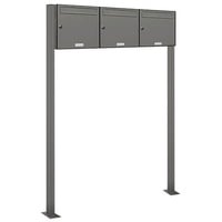 AL Briefkastensysteme - 3er Premium Standbriefkasten RAL 9007 freistehend