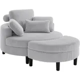 Atlantic Home Collection Loveseat »Ravi«, XXL- Sessel, inklusive Stauraumhocker, Rückenkissen & drei Zierkissen, grau