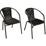 VCM Bistrostuhl dunkelbraun Stapelstuhl Maße H. 73 x B. 53 x T. 60 cm Füße mit Gumminoppen Rattanstuhl Poly-Rattan