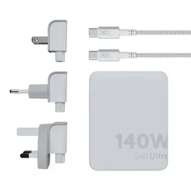 Xtorm Gan Ultra USB 3-USB-C Schnellladegerät 140W Weiß + Adapter + USB-C Kabel