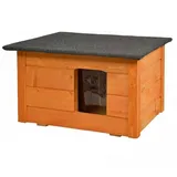 QLS Hunde- Katzenhaus aus Holz 53x39 cm Isoliert Winterfest Montiert Outdoor