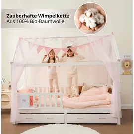 ALAVYA HOME 4 tlg. Deko-Set Polyester 150x340cm - mit Lichterkette I Rosa - Rosa