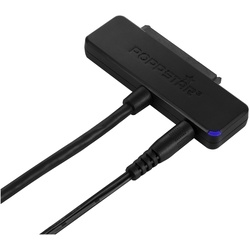 Poppstar Anschlusskabel für externe Festplatten USB-Adapter S-ATA zu USB-C, Festplatten-Adapter m. Netzteil (USB Typ C) f. ext. Festplatte schwarz