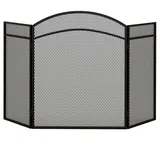 Homcom Kaminschutzgitter, Klappbares Kamingitter mit 3 Paneelen, Ofenschutzgitter, für Wohnzimmer, Metall, 96 x 60 cm, Schwarz