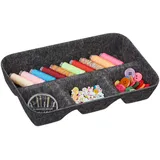 Relaxdays Schubladen Organizer Filz Ordnungssystem Schreibtisch 5,5 x 29,5 x 19 cm dunkelgrau