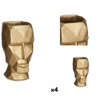 Gift Decor Dekovase Vase 3D Gesicht Gold Polyesterharz 12 x 24,5 x 16 cm 4 Stück goldfarben