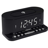 Pedea Radiowecker mit induktiver QI-Ladefunktion und dimmbarem Display, Snooze, Dual Alarm und Sleep-Timer, schwarz