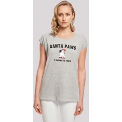 T-Shirt F4NT4STIC "Santa Paws Christmas Cat", Damen, Gr. XXL, grau (erdgrau), Obermaterial: 100% Baumwolle, casual, regular fit, Rundhals, Kurzarm ohne Bündchen, Shirts, Premium Qualität, Rock-Musik, Band