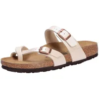 BIRKENSTOCK Damen Pantoletten Sandalen Mayari Pantolette Synthetik Fußbett Bequem Freizeit uni Mayari Pantolette weiß - 40 EU Schmal