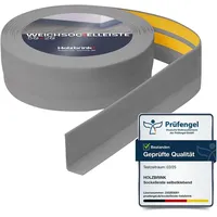 Holzbrink Weichsockelleiste selbstklebend PVC 50x20mm, 25 m Winkelleiste für Küchenarbeitsplatte, Bodenbelag Eckleiste selbstklebend Farbe: Hellgrau