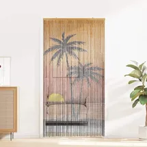 vidaXL Insekten-Türvorhang Palmendruck 100x200 cm Bambus