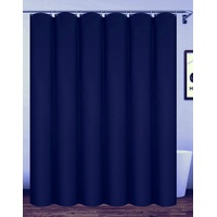 Homehold 200 x 240 cm Navy Blue Bathroom Curtain with Hooks, Extra Long Polyester Waterproof Shower Curtain