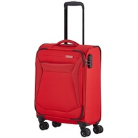travelite 4-Rad Koffer Handgepäck Weichschale, IATA Bordgepäck Maß; Serie CHIOS, Trolley mit Kantenschutz + Aufsteckfunktion, 55 cm, 34 Liter, Rot