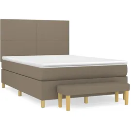 vidaXL Boxspringbett mit Matratze Taupe 140x200 cm Stoff