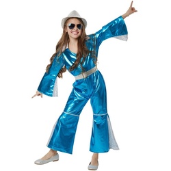 dressforfun Hippie-Kostüm Mädchenkostüm Glitzerndes Disco Starlet blau 152 (11-12 Jahre) – 152 (11-12 Jahre)