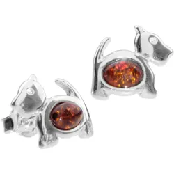 Paar Ohrstecker OSTSEE-SCHMUCK "Ostsee-Schmuck Ohrstecker Hund Ohrstecker Hund", weiß, Ohrringe, Damen, 12 x 11mm, Silber 925 (Sterlingsilber)