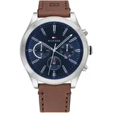 Tommy Hilfiger Multi Zifferblatt Quarz Uhr für Herren mit Braunes Lederarmband - 1791741