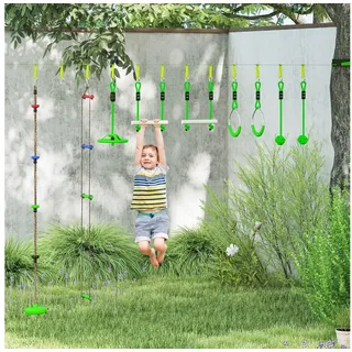 aiyaplay Ninja Warrior Hindernisparcours für Kinder 10 m Ninja Slackline Kit Grün