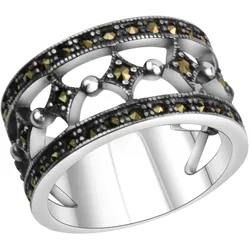 Zeeme Gemstones Ring Silber 925 oxidiert mit 40x Markasit