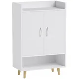 Homcom Schuhschrank, Schuhregal mit Türen und Regalen, für 12 Schuhe, moderne Schuhkommode, Schuhablagen für Flur Eingangsbereich, Massivholz, 60 x 30 x