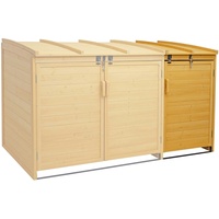 Mendler XL 1er-/2er-Mülltonnenverkleidung Erweiterung HWC-H75b, Mülltonnenbox, 138x69x105cm Holz FSC®-zertifiziert ~ braun