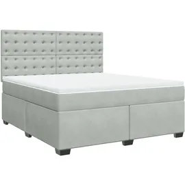 vidaXL Boxspringbett mit Matratze Hellgrau 180x200 cm Samt