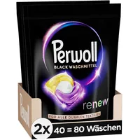 Perwoll Renew Caps Black Waschmittel 80 (2 x 40 Wäschen), All-in-1 Waschmittel Caps reinigen sanft und erneuern Farben & Fasern, für alle dunklen Textilien, mit Dreifach-Renew-Technologie