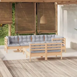 vidaXL Garten-Lounge-Set 8-tlg. grau Kiefer