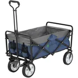 Juskys Bollerwagen 100 kg Tragkraft - Transportwagen faltbar - Einkaufen & Camping - Blau / Grau