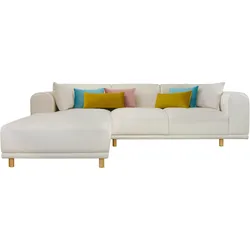 Ecksofa ANDAS "Maroon L-Form", beige, B:285cm H:82cm T:191cm, Struktur (100% Polyester), Struktur grob ( 100% POLYPROPYLEN, Struktur fein ( 100% Polyester), Sofas, in skandinavischem Design, mit losen Kissen