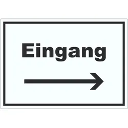 HB-Druck Eingang Aufkleber mit Text und Richtungspfeil rechts Zugang Eintritt waagerecht A4 (210x297mm)