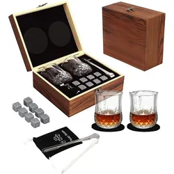 yozhiqu Eiswürfel-Steine Geschenkset für Whisky-Liebhaber - Set aus Steinen und Gläsern, Das perfekte Geschenk für Väter, Ehemänner und andere Whisky-Liebhaber