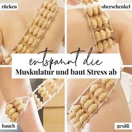 TUULI Accessories Massage Massagegerät Rücken Massageroller Rückenmassagegerät mit Grif Roller aus Holz 120 cm (Rollfläche 40 x 7 cm)