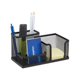 Relaxdays Schreibtisch-Organizer Metall 18,5 x 9,5 x 10,0 cm Schwarz 3 St.