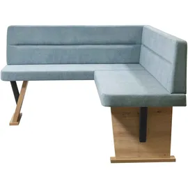 Home Affaire Eckbank HOME AFFAIRE "Laros", blau (türkis, dekor eiche ontario), B:182cm H:87,5cm T:141cm, Holzwerkstoff, Massivholz, Sitzbänke, Eckbank, Bezug in verschiedenen Qualitäten und Farben