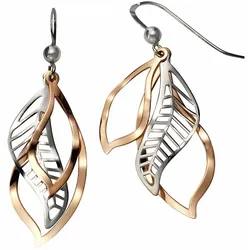 Paar Ohrhänger FIRETTI "Schmuck Geschenk Silber 925 Ohrschmuck Ohrhaken Blatt Blätter", rosa (roségoldfarben, silber, 925), Ohrringe, Damen, Silber 925 (Sterlingsilber)
