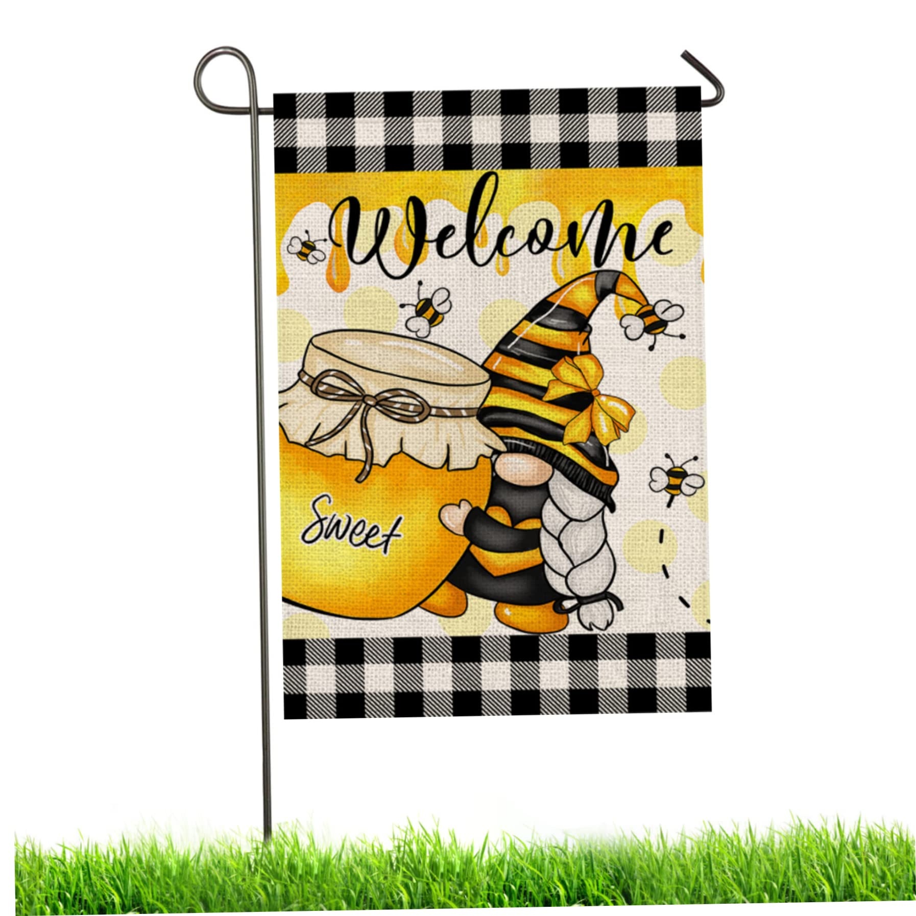 DAGLLGEW Sommergartenflagge Honig Bienen GNOME Willkommen Flaggen 12x18 Zoll Doppelseitig Saisonaler Feiertag Im Freien Garten Yard Dekoration C Garden Dekorationen