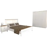 Xlmoebel Schlafzimmer-Set Schlafzimmermöbel in Weiß mit Bett und Nachttischen, (6-tlg., Schlafzimmer-Set), Hergestellt in Europa weiß