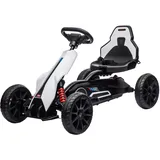 Mini-kart Électrique Enfant, Vitesse Max 5 Km/h, Ceinture De Sécurité, Siège Avec Dossier, Matériaux Plastique Et Métal, Blanc