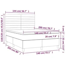 vidaXL Boxspringbett mit Matratze & LED Schwarz 140x200 cm Stoff1467706