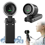 Suewidfay Handventilator Wiederaufladbar, 5 hohe Geschwindigkeiten Einstellbar 4000mah Tragbarer Mini Elektroventilator Batteriebetriebener Turbo Ventilator Nackenventilator (Grau)