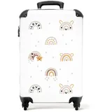 NoBoringSuitcases.com© Kinderkoffer Regenbogen - Sterne - Pastell - Kinder 55x35x20cm, 4 Rollen, Kinder Koffer Klein, Trolley Handgepäck bunt 35 cm x 55 cm x 20 cm