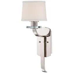 Wandleuchte Lampe Flurleuchte Optikglas Leinen Metall Silber H 16,5 cm 1 Flammig