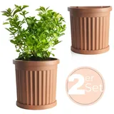 GarPet 2x Pflanzkübel Halbrund direkt an der Wand Pflanzkübel Groß Außen Blumenkübel Outdoor Pflanztopf Pflanzkasten Blumentopf 50 Terrakotta
