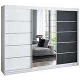 A&J MöbelLand Schiebetürenschrank VILUNO 1 200 x 215 x 59,5 cm Weiß/Schwarz